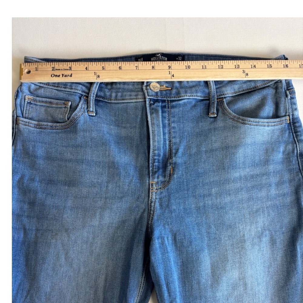 Hollister High-Rise Flare Jeans Patchwork Raw Hem Vintage Soft Stretch 15R 32x31 - Picture 8 of 13